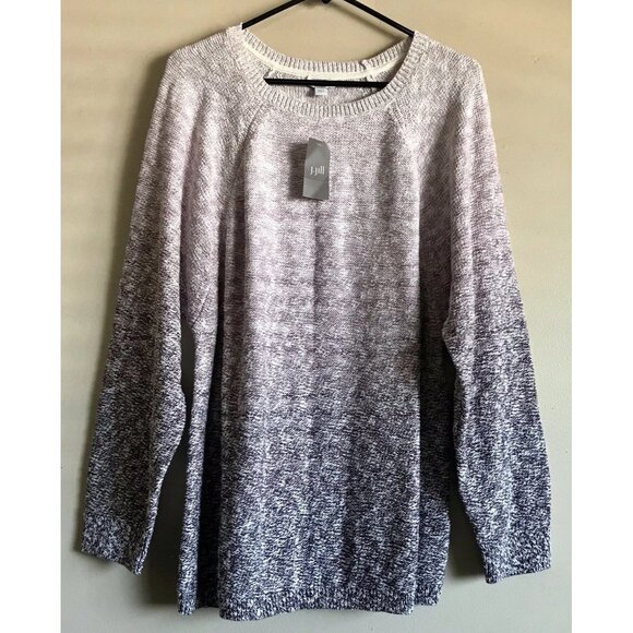 Pure Jill Crew Neck Sweater Women's Size Large Purple Ombre Cotton Blend - Picture 2 of 6